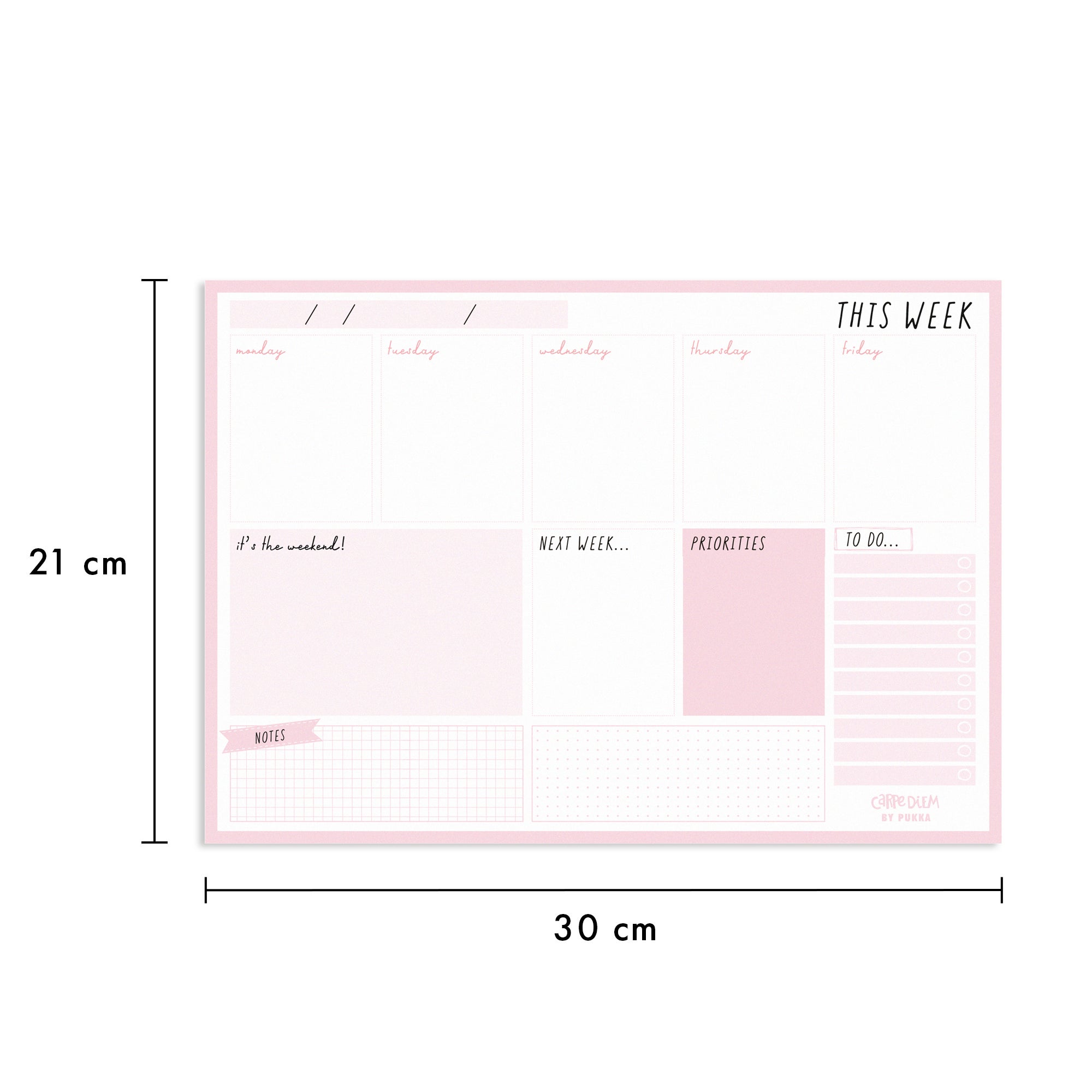 Pukka Carpe Diem Weekly Planner Pad Ballerina Pink Paper Plus