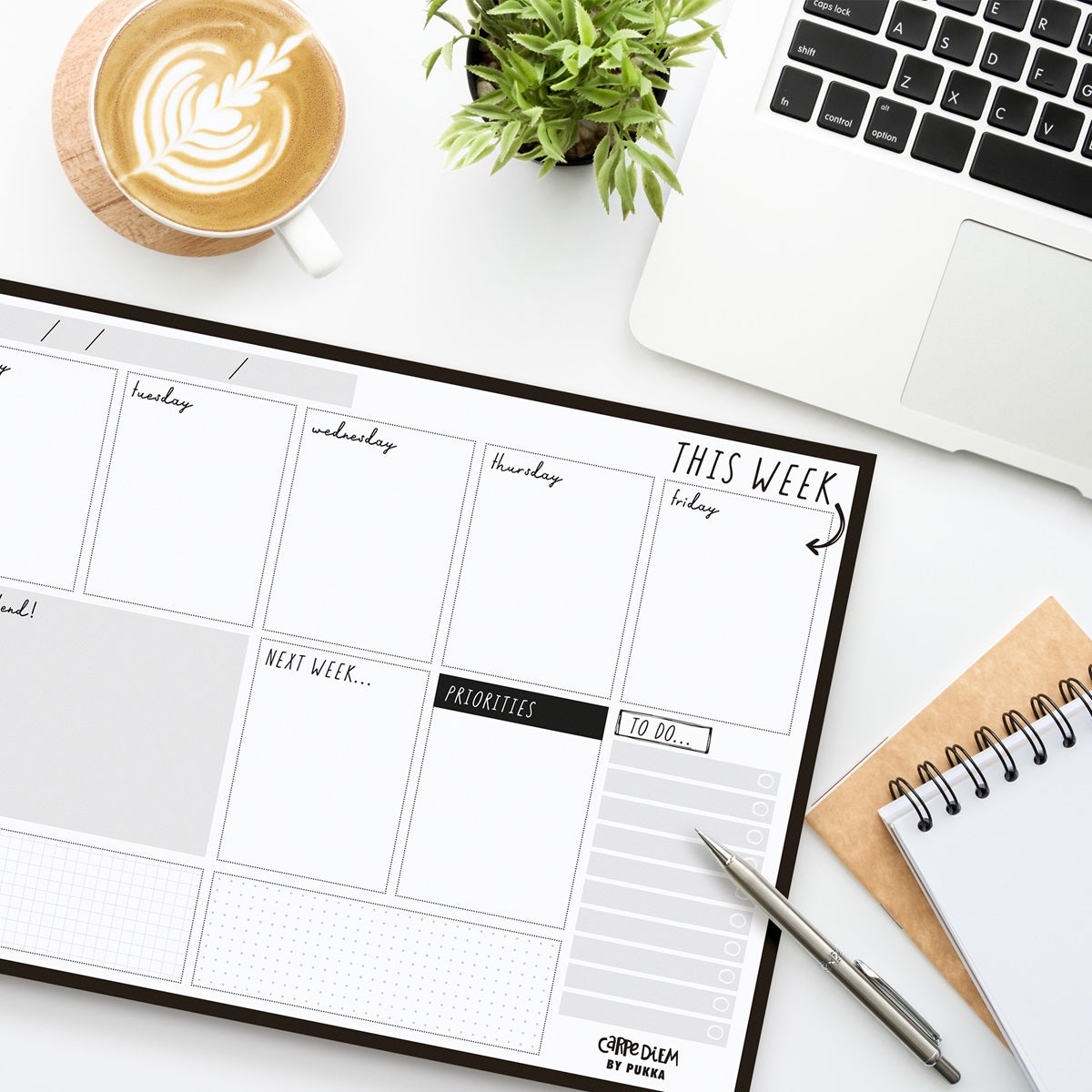 Pukka Carpe Diem Weekly Planner Pad Black Paper Plus