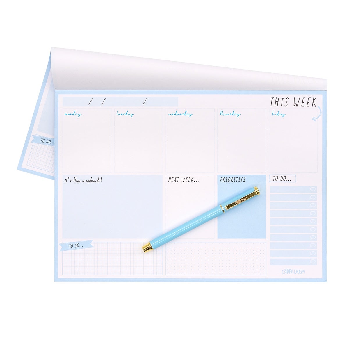 Pukka Carpe Diem Weekly Planner Pad Sky Blue Paper Plus