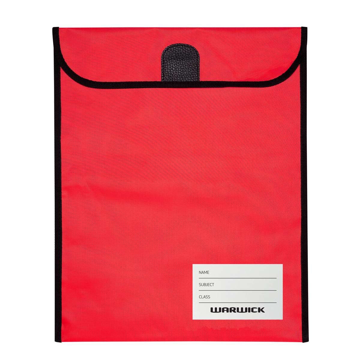 Warwick Homework Bag Medium 290x360mm Hook & Loop Red | Paper Plus