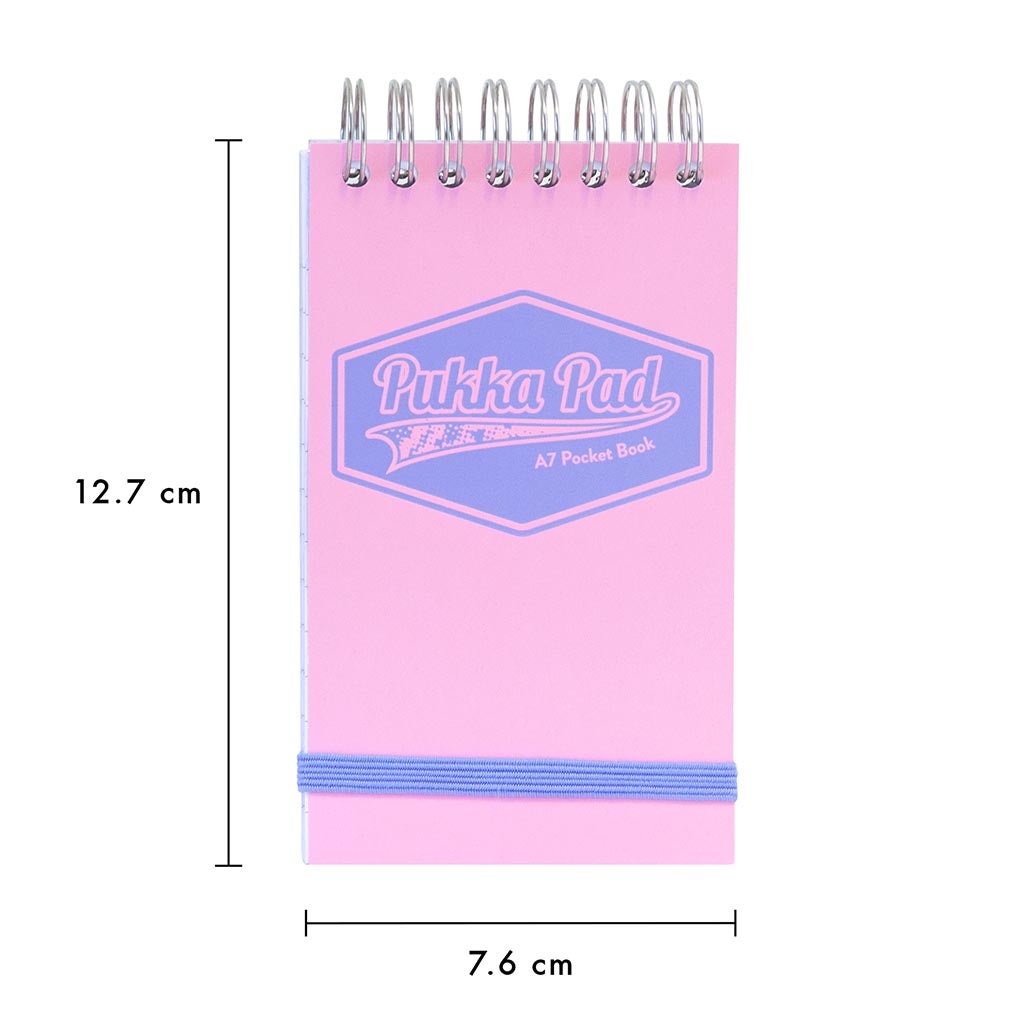 Pukka Pad, A7 Pocket Book And Pencil - Pack Of 6 Headbound Notepads With Elastic Closures And Pencil Holders - 200 Pages 60GSM Paper With 8mm Lines Per Pad - 86 X