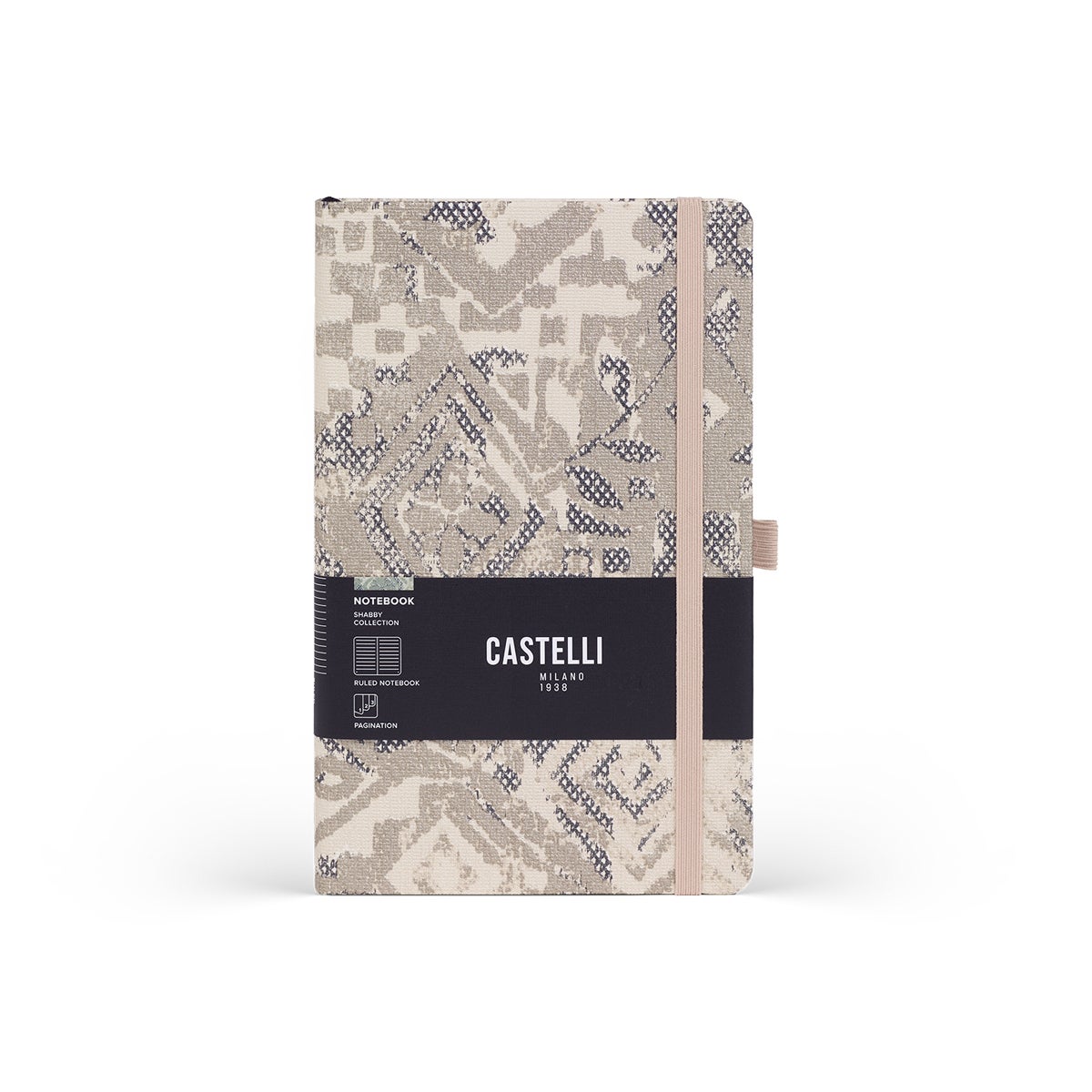 Castelli Notebook Shabby Mid Ruled Silver Texture | Paper Plus