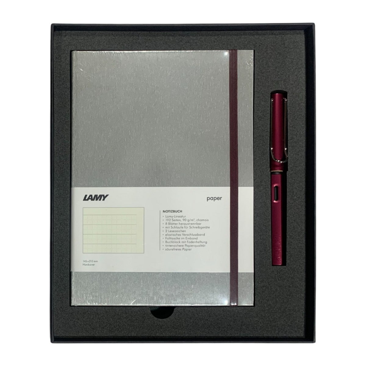Lamy Notebook Fountain Pen Gift Set A6 Hard Cover Black/Purple | Paper Plus